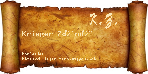 Krieger Zénó névjegykártya